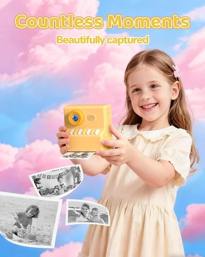 Miniatura 2 de Cámara de impresión instantánea para niños naranja: Cámara de impresión instantánea HODDRCCN - 2.5 horas de tiempo de uso - Grabación de video 1080P