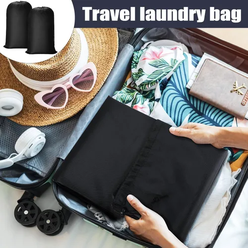 Miniatura 6 de Sanwuta 40 bolsas de lavandería grandes de 38 x 24 pulgadas, bolsas de lavandería de viaje a granel con cierre de cordón, lavables, resistentes