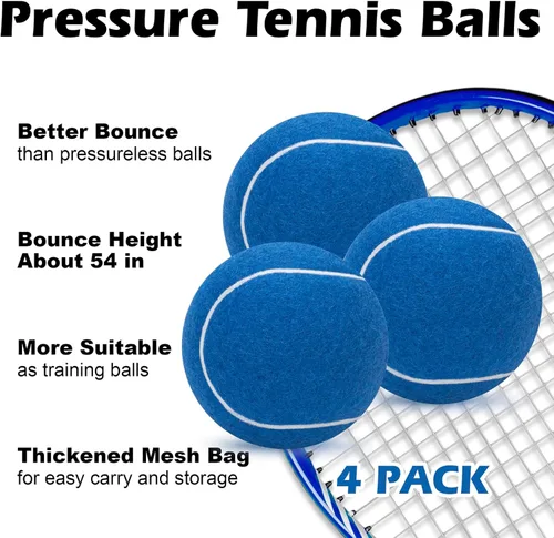 Miniatura 3 de SUNEZLGO Paquete de 12 pelotas de tenis, pelotas de tenis de entrenamiento de presión avanzadas, pelotas de tenis para perros, tenis grueso con Azul