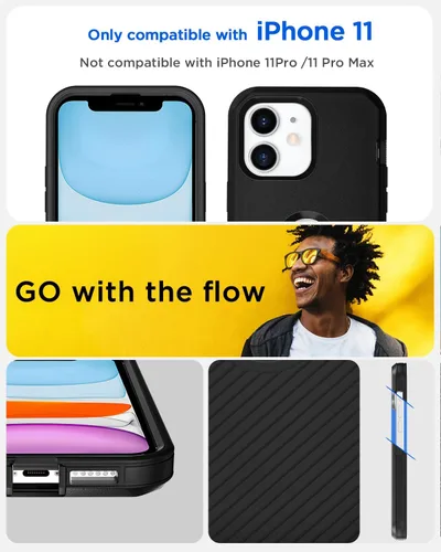Miniatura 2 de AICase Funda para iPhone 11, resistente protección contra caídas, cuerpo completo, resistente, a prueba de golpes, militar, resistente, duradera