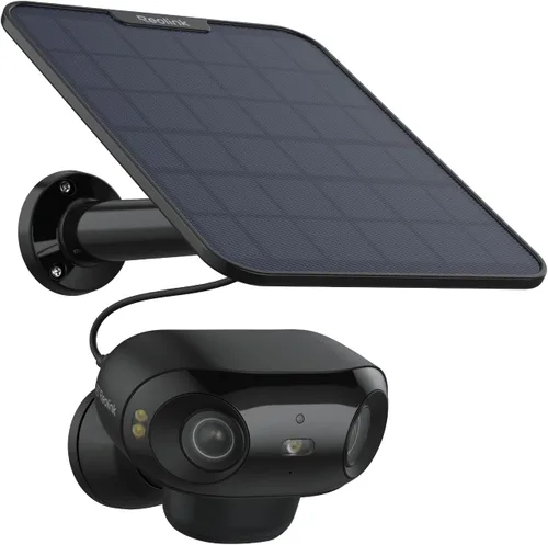 REOLINK Argus 4 Pro Negro, cámaras de seguridad solar inalámbricas para exteriores de 4K de doble lente 180°, visión nocturna ColorX de 8MP para