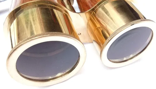 Miniatura 3 de Binoculares antiguos de latón sólido brillante para adultos y niños con correa de cuero para el cuello, binoculares náuticos compactos de 6 pulgadas