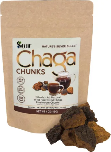 Miniatura 12 de Sayan Hongos Chaga Siberianos Puros en Trozos Crudos con Costra Negra 8 Oz / 223 g – Té Antioxidante Premium Recolectado en la Naturaleza para Apoyo