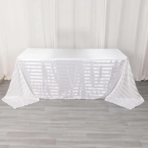 Miniatura 10 de Efavormart - Mantel redondo de satén a rayas blancas y negras de 120 pulgadas sin costuras para decoración de bodas, fiestas, eventos