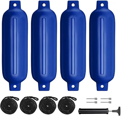 Miniatura 10 de Defensas de Barco Paquete de 4 4.5"/5.5"/6.5"/8.5" Defensas Marinas Inflables con Nervaduras con Líneas de Defensa 6.5ft Agujas y Bomba para Ojos
