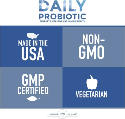 Miniatura 8 de Replenish the Good Probiótico diario para adultos Suplemento vegano con 6 mil millones de UFC Apoya la salud digestiva Ofrece 15 veces más