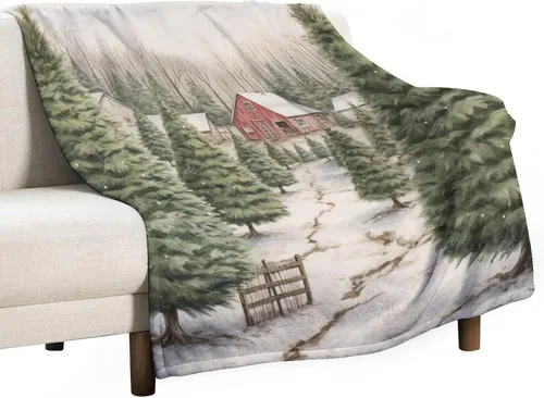 Miniatura 47 de Elegante manta de Navidad con diseño de ciervos y bayas rojas y verdes, diseño de renos de invierno, con diseño de ciervos y bayas rojas, manta