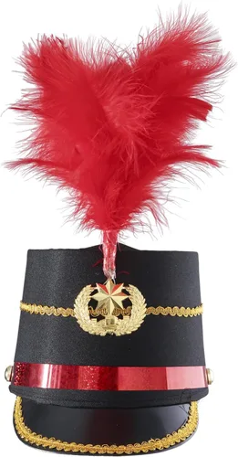 Miniatura 5 de Sombrero de tambor mayor para adultos y niños, sombrero de Majorette, sombrero de banda de tambor, sombrero de soldado de juguete con plumas