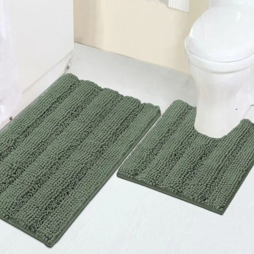 Miniatura 75 de Turquoize Alfombras de Baño de Chenilla Peludas Alfombra de Baño Antideslizante Gruesas Alfombras Peludas para Baño Chenilla Juego de Alfombra