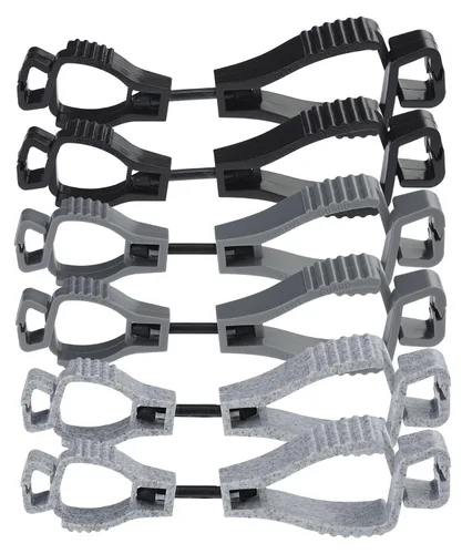 Glove Guard Grayscale Pack - Pinzas para guantes, con separación de seguridad, asegura sombreros, guantes y equipo de senderismo, paquete de 6,