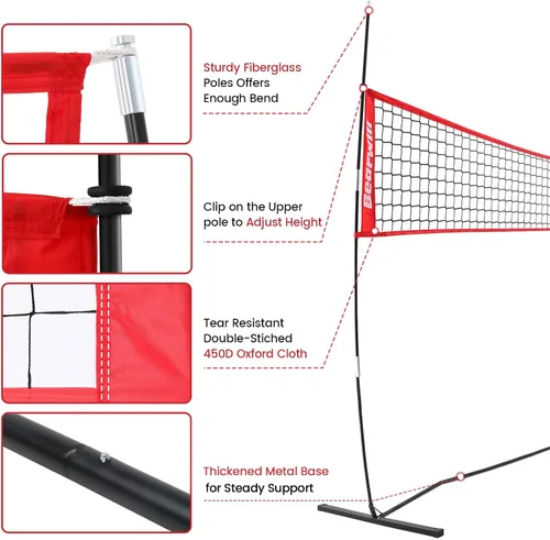 Miniatura 6 de Bearwill Volleyball Net, 12FT/20FT Portable Volleyball Net for Backyard, Freestanding Volley Ball Set Height Adjustable with Carry Bag, Volley Ball