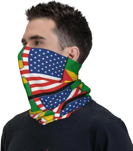 Miniatura 5 de Neck Gaiter Sao Tome and Principe and American Flag USA Jigsaw Face Cover Scarf Uv Sun Protection Balaclava Head Mask for Men Women Fishing Mask