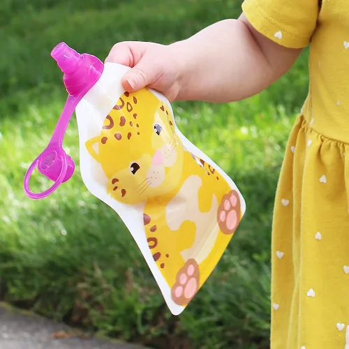 Miniatura 5 de ChooMee Bolsita de Comida SoftSip con Tapa Destete Guiado por Bebés Válvula de Control de Flujo Sin Derrame, Protege la Boca del Niño, 100% aqua