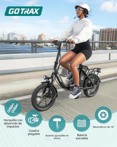Miniatura 2 de Gotrax Bicicleta Eléctrica Plegable de 16", Alcance Máximo de 28 Millas (Asistencia de Pedal) y Velocidad de 15.5 Mph Impulsada por Pico de 500W
