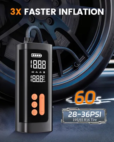 Miniatura 2 de Inflador de neumáticos, compresor de aire portátil, inalámbrico y de 12 V CC para automóviles, bicicletas, motocicletas, bolas de neumáticos