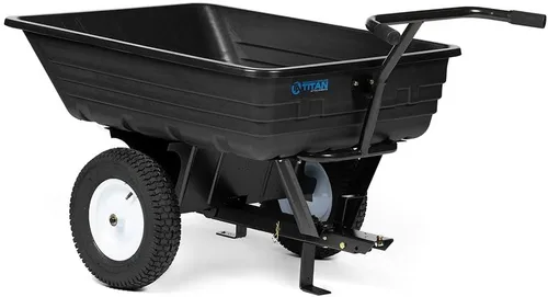 Titan Attachments Carrito volquete de polietileno económico de 650 libras (10 pies cúbicos) para césped