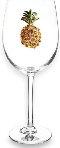 THE QUEENS' JEWELS Copa de vino con tallo con joyas de piña, 21 onzas, regalo único para mujeres, cumpleaños, lindo, divertido, sin pintar,