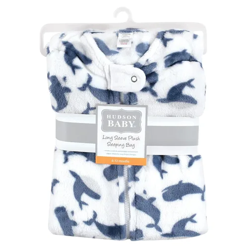 Hudson Baby Saco de dormir de felpa unisex para bebé, saco, manta, ballena de manga larga, 12-18 meses (paquete de 2)