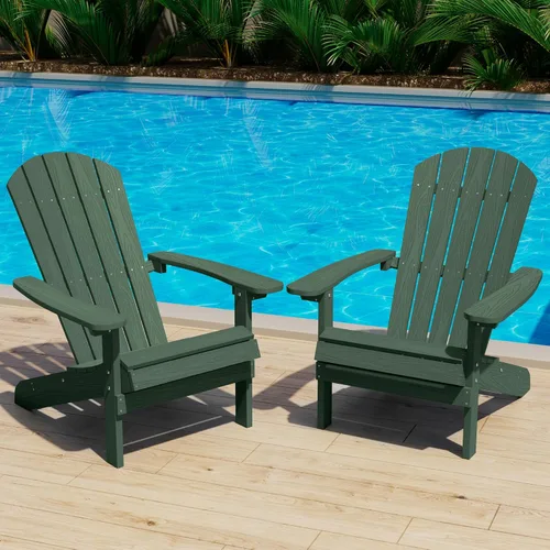 Miniatura 52 de YEFU Silla Adirondack de plástico resistente a la intemperie, sillas de patio con instalación fácil en 5 pasos, se ve exactamente como madera real