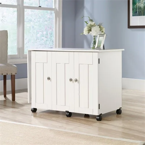 Miniatura 2 de Mueble móvil para costura y otras manualidades de madera de cerezo Blanco suave