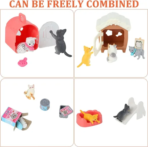 Miniatura 3 de Juego de figuras de gato, paquete de 40 juguetes de simulación para mascotas, figuras realistas de gato, juguetes de plástico para el cuidado