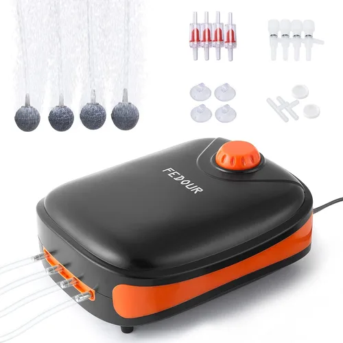 Miniatura 6 de FEDOUR 4W/5W/8W Aquarium Corded Electric Air Pump, 96GPH/160GPH/256GPH Dual Outlets 4 Outlets Oxygen Pump, Ultra Quiet Aquarium Bubbler for up to