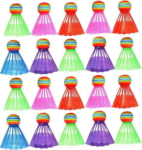 Veemoon 20 bolas de plástico de bádminton Birdies, equipo de entrenamiento de nailon de varios colores, deportes para interiores y exteriores,