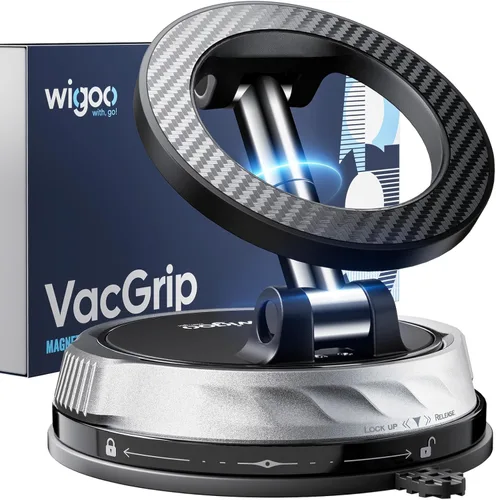 Wigoo Soporte de teléfono de coche mejorado 2026 para Magsafe [succión de 98 libras y 3000 gf magnético] Soporte de automóvil ajustable en 360°,