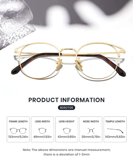 Miniatura 3 de Cyxus Paquete de 2 lentes de bloqueo de luz azul para mujer, diseño de montura redonda de ojo de gato, luz azul antidañina entre 380 nm y 450 nm