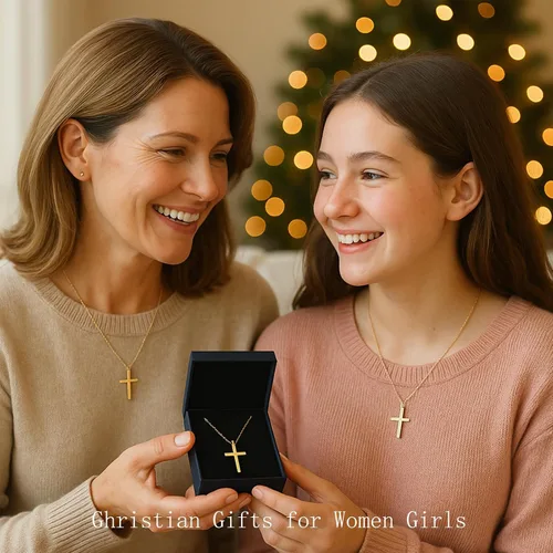 Miniatura 13 de Collar de cruz para mujeres y niñas, delicado chapado en oro de 14 quilates, gargantilla con dije de cruz que no se deslustra, impermeable, moderno