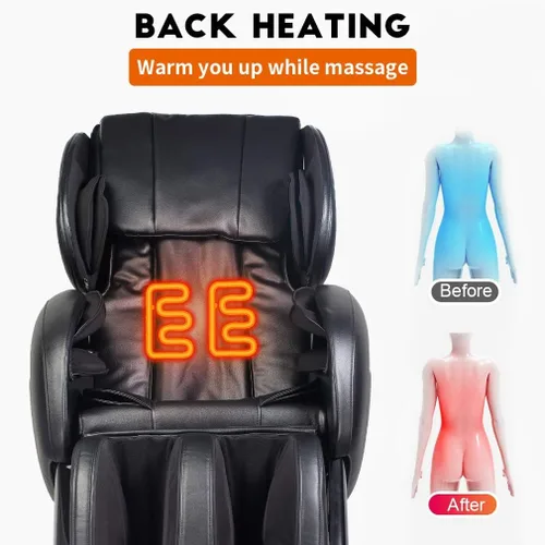 Miniatura 6 de BestMassage Silla de masaje de gravedad cero, cuerpo completo, silla eléctrica de masaje Shiatsu, reclinable con rodillos de pie, terapia de calor