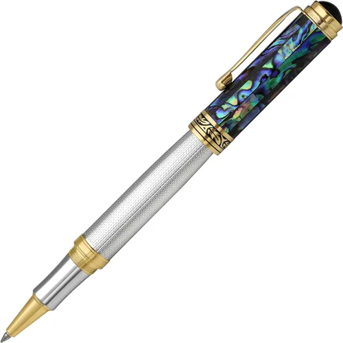 Miniatura 11 de Xezo Bolígrafo Maestro, punta media. Plata de ley 925 maciza y nácar negro con chapado en platino puro. Hecho a mano, edición limitada, serializado.