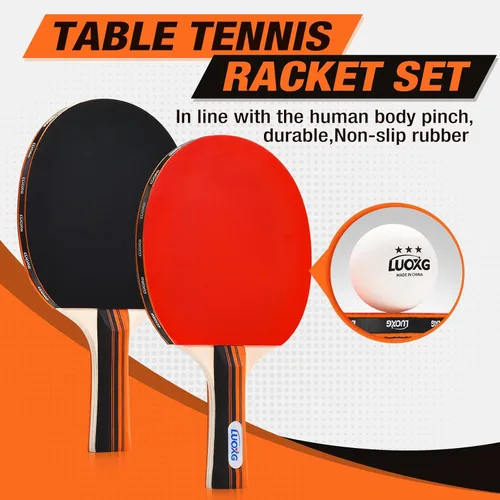 Miniatura 2 de Juego de 2 palas de ping pong, incluye paletas y pelotas, juego de raquetas de tenis de mesa adecuadas para juegos en interiores y exteriores