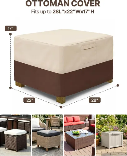 Miniatura 2 de Vailge - Funda de taburete para patio, impermeable, resistente, con asas acolchadas; ideal como cubierta para mesa auxiliar de patio, cubierta