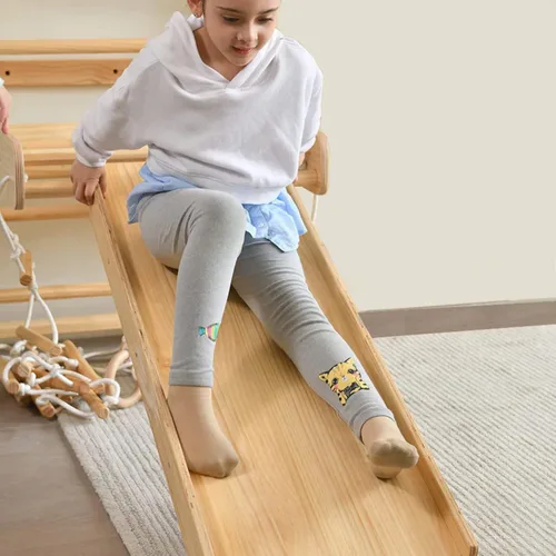 Miniatura 5 de Avenlur Betula Escalera Sueca de Pared para Gimnasio - Conjunto de Juegos Interior con Columpio, Escalera de Cuerda, Barra de Dominadas y Tobogán