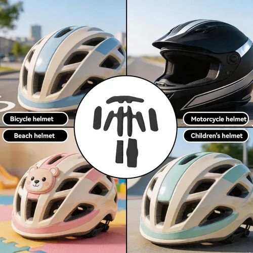Miniatura 6 de Kit de acolchado para casco, juego de almohadillas de espuma universales para bicicleta, almohadillas de espuma de repuesto para bicicleta