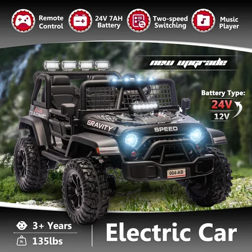 Miniatura 2 de Sopbost Camión de Montar de 24V 7Ah de 2 Asientos, Juguete de Montar para Niños Grandes, Coche de Montar con Control Remoto, Automóvil Eléctrico