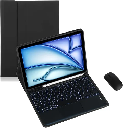 Miniatura 27 de Funda de teclado para tableta Samsung Galaxy Tab A8 X200/X205 de 10.5 pulgadas, cubierta protectora de teclado con soporte multiángulo, borde de Azul