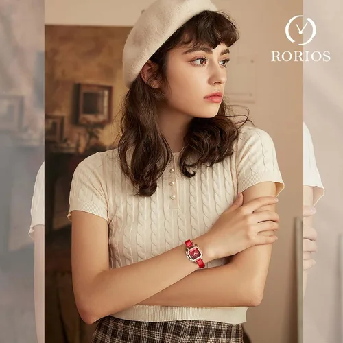 Miniatura 2 de RORIOS Reloj de cuarzo analógico de moda para mujer, reloj de cuarzo simple, impermeable, reloj de vestir cuadrado, reloj de pulsera con esfera