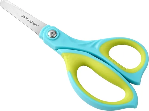 Miniatura 3 de JARVISTAR Tijeras para niños de 5.5 pulgadas, herramienta de seguridad para estudiantes de agarre cómodo, punta roma para niños zurdos y diestros