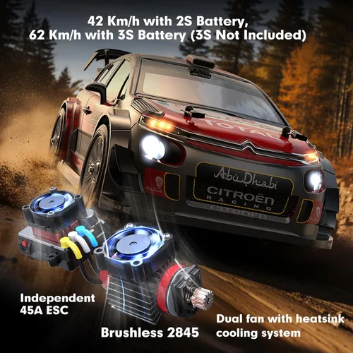 Miniatura 2 de MJX Hyper GO 14303 1/14 Citroen C3 Fast RC Cars para Adultos, Max 40mph RC Drift sin Escobillas con Giroscopio, 4WD RTR RC Rally de Alta Velocidad
