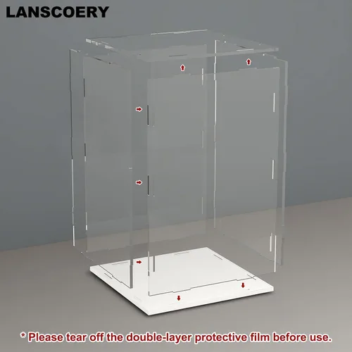 Miniatura 4 de LANSCOERY Caja de exhibición acrílica, caja de exhibición para armar para coleccionables, con diseño de exhibición a prueba de polvo y sin costuras
