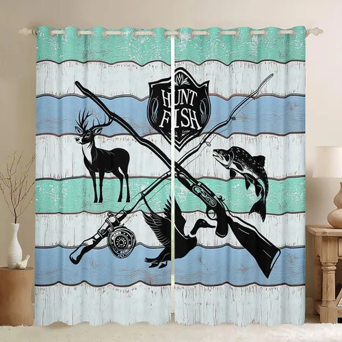 Miniatura 44 de Cortinas opacas de camuflaje con bandera estadounidense, regalo para niños, cortina de ventana de camuflaje verde con rayas negras, estrellas