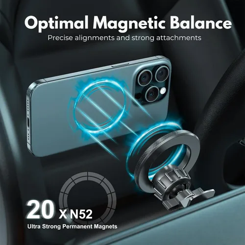 Miniatura 8 de ] Soporte de coche compatible con MagSafe, soporte magnético para teléfono con imanes fuertes y anillo de metal incluido, soporte de teléfono