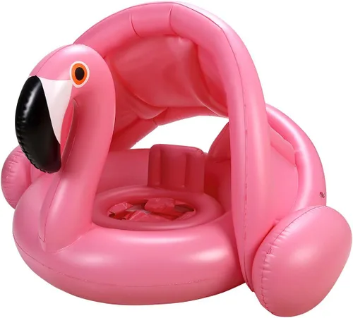 Flotador de piscina para bebés con dosel, anillo de natación inflable de flamenco, flotadores de piscina infantil, juguetes para bebés, niñas y