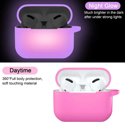 Miniatura 3 de Funda de silicona con iluminación nocturna para AirPods Pro, Hamile con llavero para Apple Airpod Pro 1ª/2ª generación 2019 2022, para mujeres