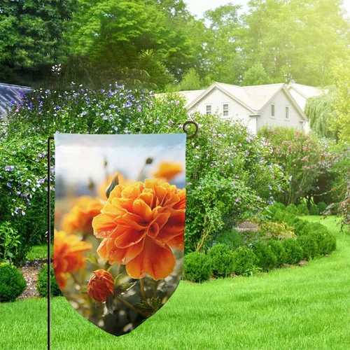 Miniatura 2 de Banderas de jardín para exteriores, flores de caléndula, flores de otoño, bandera de jardín de 12 x 18 pulgadas, bandera de bienvenida de temporada