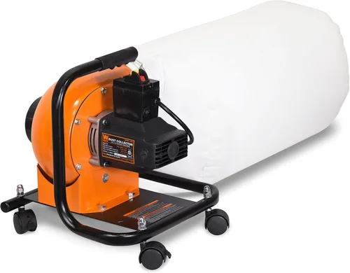 Miniatura 4 de WEN DC3401 - Colector de polvo rodante de 5.7 amperios y 660 CFM con bolsa de 12 galones y montaje en pared opcional, negro y sistema de filtración