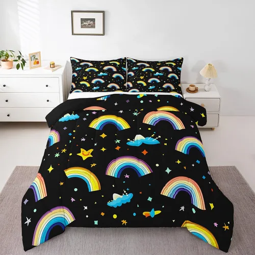 Miniatura 11 de Erosebridal Juego de edredón para niños, tamaño individual para niños y niñas, ropa de cama de dinosaurio degradado, decoración de dormitorio