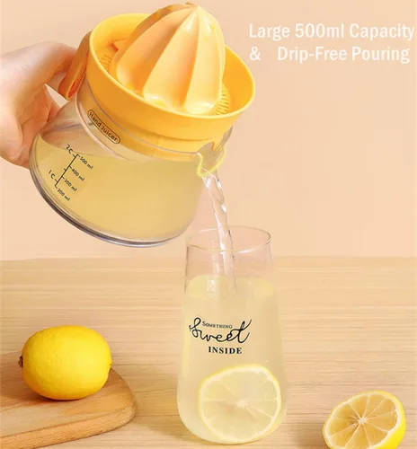 Miniatura 7 de Exprimidor manual de cítricos con manivela giratoria, prensa manual de gran capacidad de 16.9 fl oz para toronja limón, naranja, lima, extracción